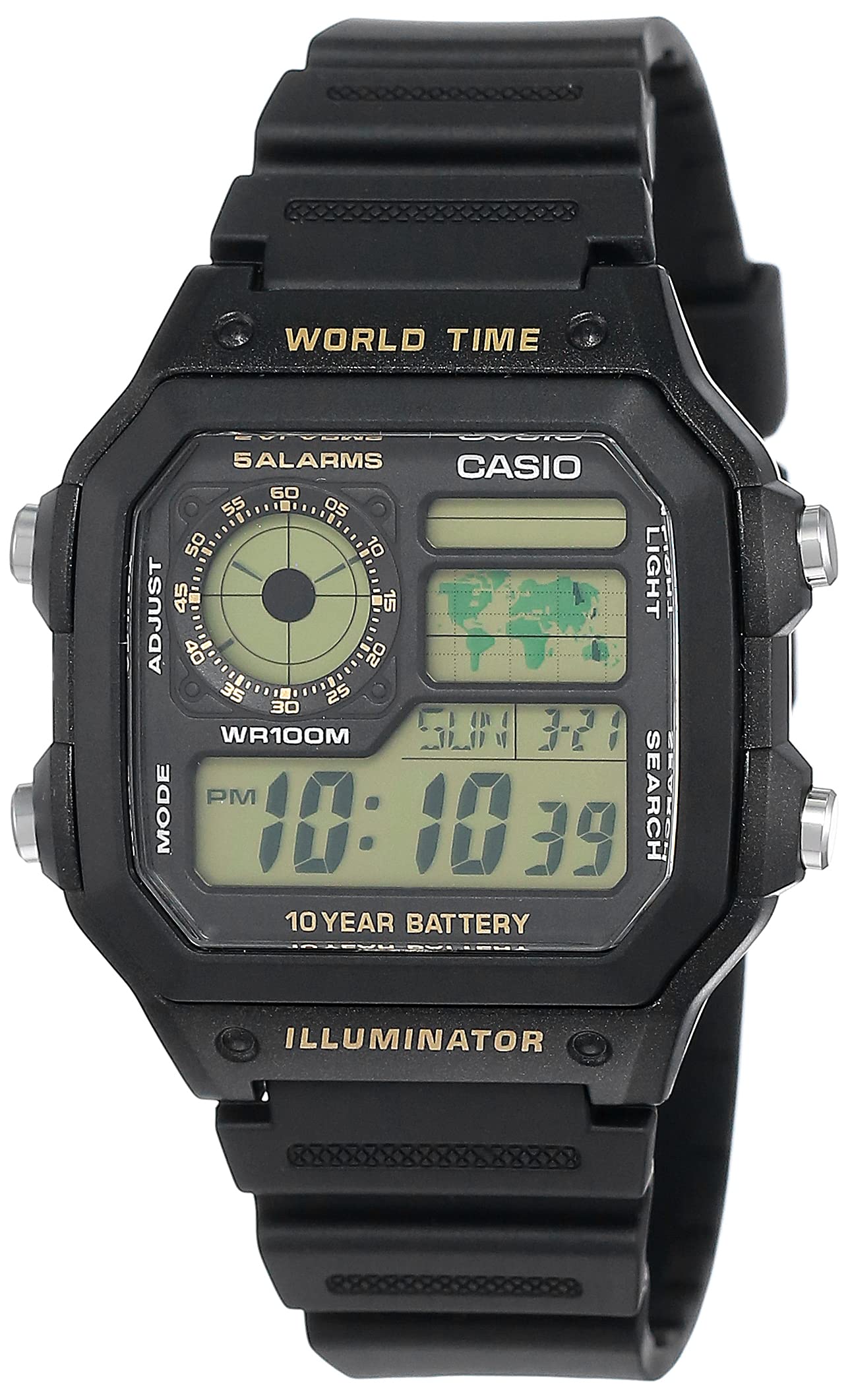 Casio Relógio masculino mostrador preto mostrador digital - AE